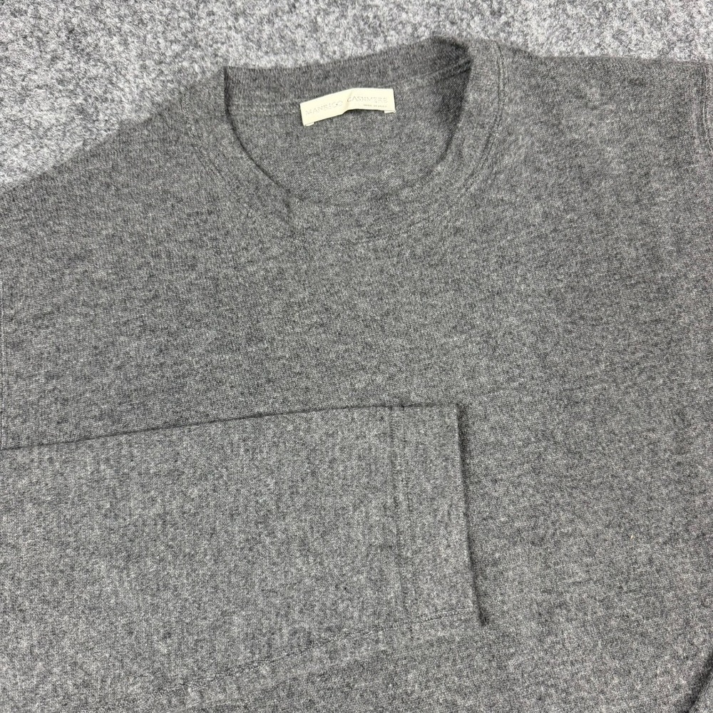 Manrico Cashmere Sweater Mens Large Gray 100% Cashmere Crewneck Made in Italy
